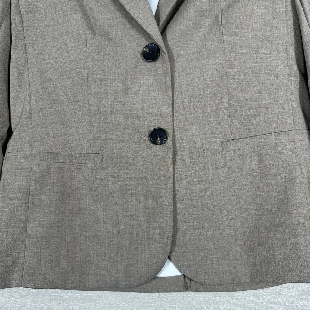 H&M Blazer Jacket Womens XS Taupe Brown Two Button Tailored Professional